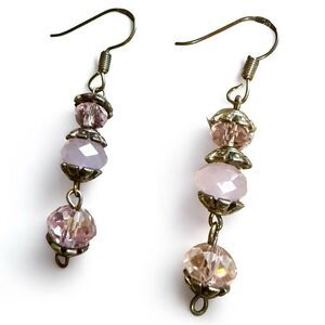VINTAGE-INSPIRED DANGLE EARRINGS – STERLING HOOKS & PINK FACETED BEADS